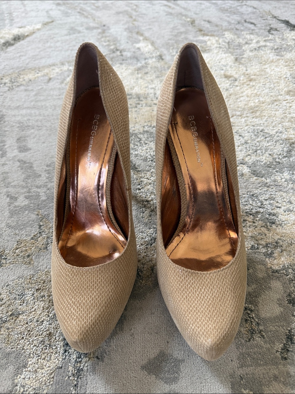 BCBG Nude Textured Pointed-Toe Pumps